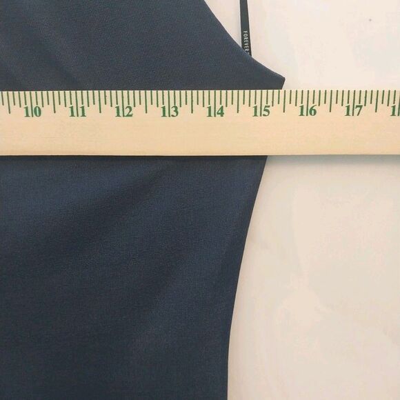 Forever 21 Bodycon Dress M Cobalt Blue High Neck Open Back Shimmer Beachy Boho - Picture 2 of 8